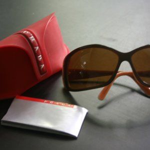 Prada SPR 04F Sunglasses, Authentic Made In Italy, Women's, Brown